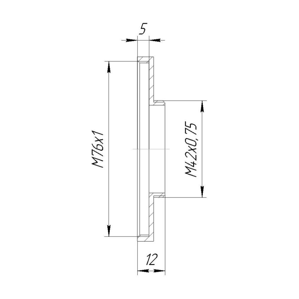 M76x1 female to M42x0.75 male thread adapter