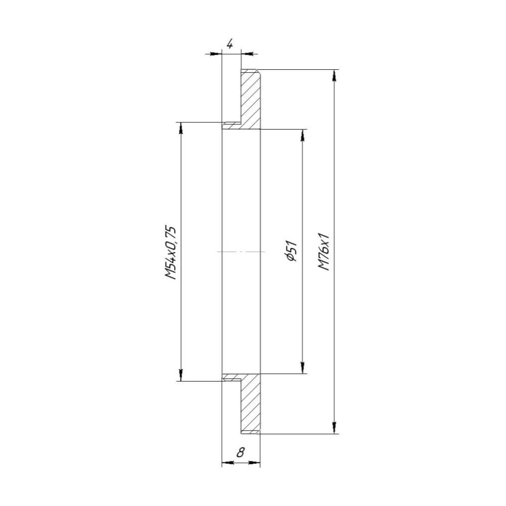 M76x1 male to M54x0.75 male thread adapter