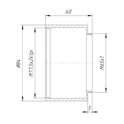 Aero Ektar lens to M65x1 male thread adapter