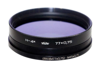 M45x0.75 male to M77x0.75 female thread adapter with 80mm outer diameter