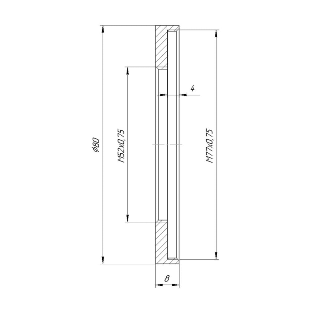 M77x0.75 female to M52x0.75 female thread adapter