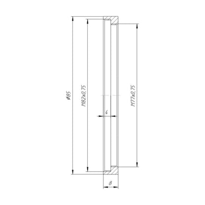 M77x0.75 female to M82x0.75 female thread adapter