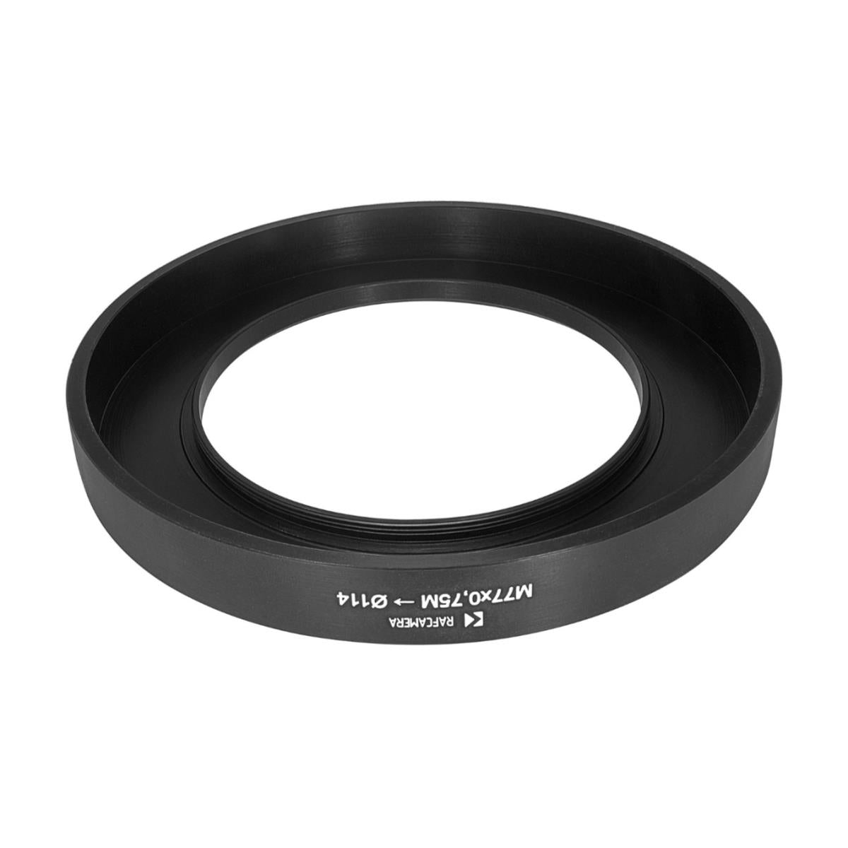 M77x0.75 male thread to 114mm outer diameter adapter (rear projecting)