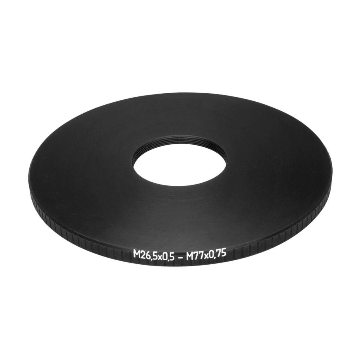M77x0.75 male to M26.5x0.5 female thread adapter (77mm to 26.5mm step-down ring)