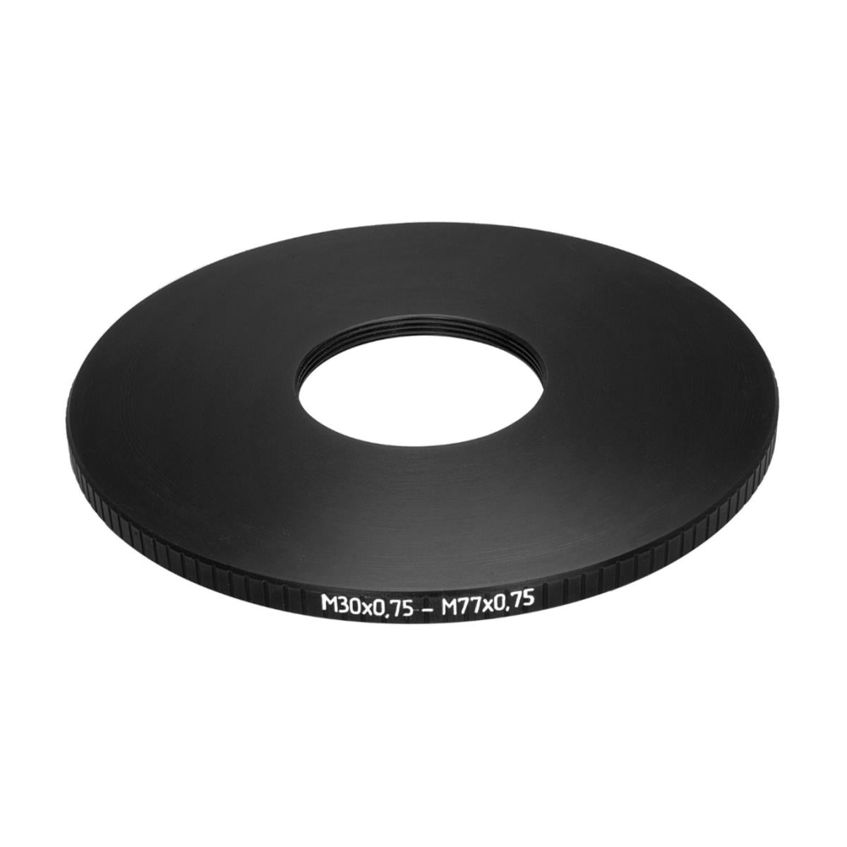M77x0.75 male to M30x0.75 female thread adapter (77mm to 30mm step-down ring)