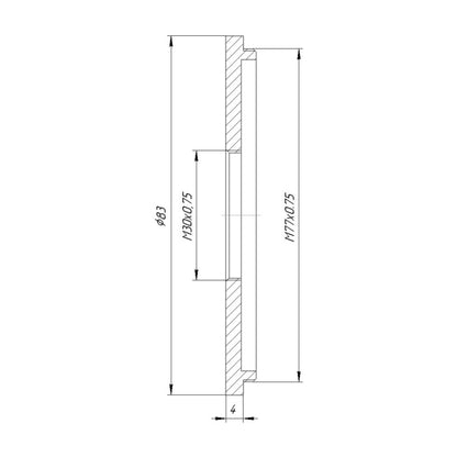 M77x0.75 male to M30x0.75 female thread adapter (77mm to 30mm step-down ring)