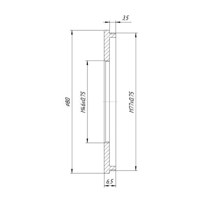 M77x0.75 male to M46x0.75 female thread adapter
