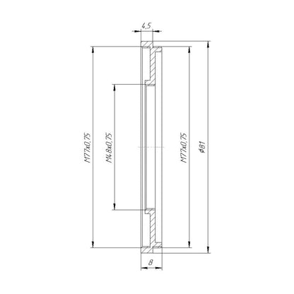 M77x0.75 male to M48x0.75 female thread adapter
