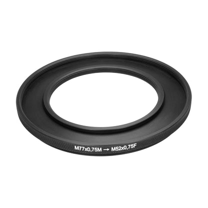 M77x0.75 male to M52x0.75 female thread adapter (77mm to 52mm step-down ring)