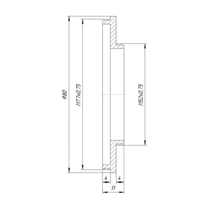 M77x0.75 male to M52x0.75 male thread adapter