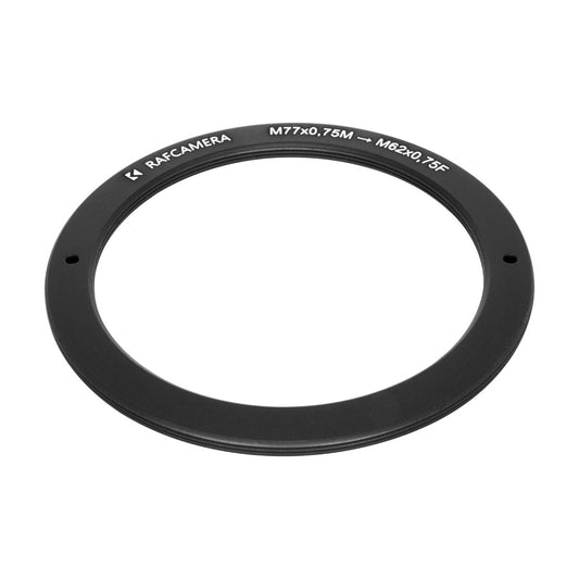 M77x0.75 male to M62x0.75 female thread adapter (77mm to 62mm step-down ring)