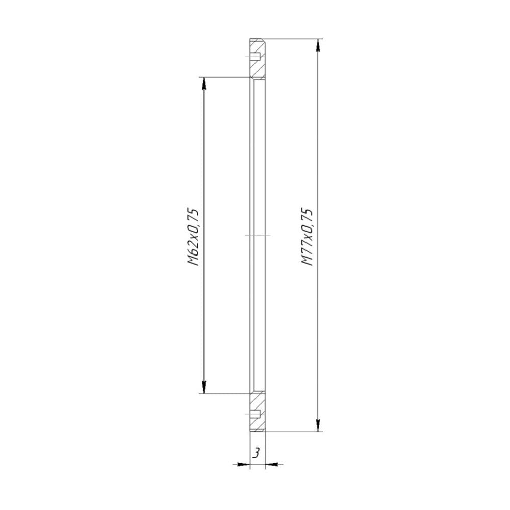 M77x0.75 male to M62x0.75 female thread adapter (77mm to 62mm step-down ring)