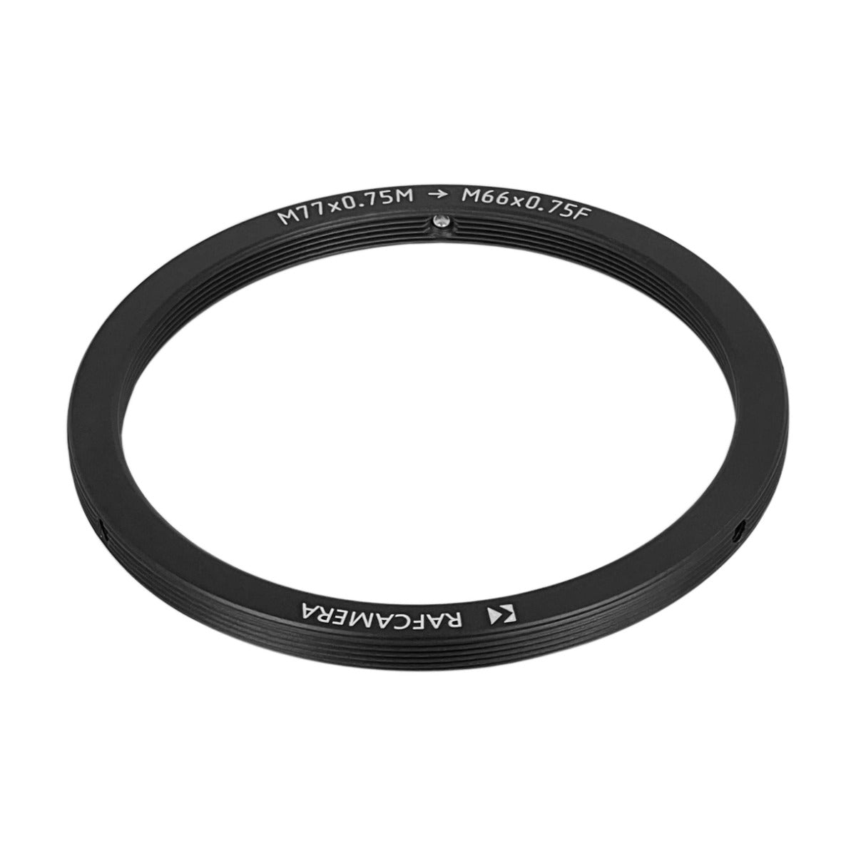 M77x0.75 male to M66x0.75 female thread adapter, flangeless