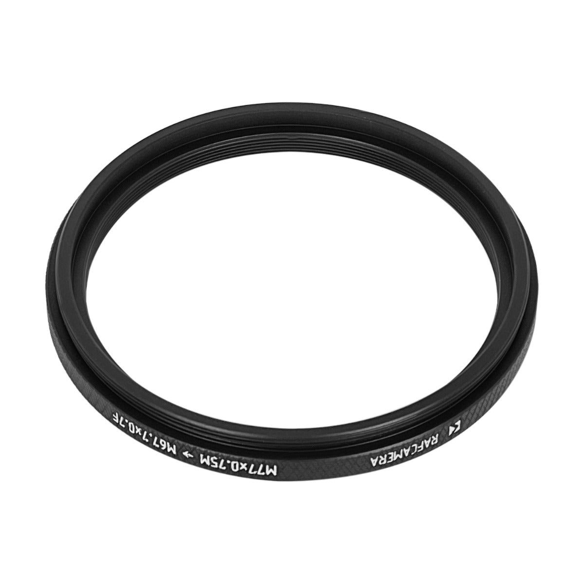 M77x0.75 male to M67.7x0.7 female thread adapter (77mm to 67.7mm step-down ring)