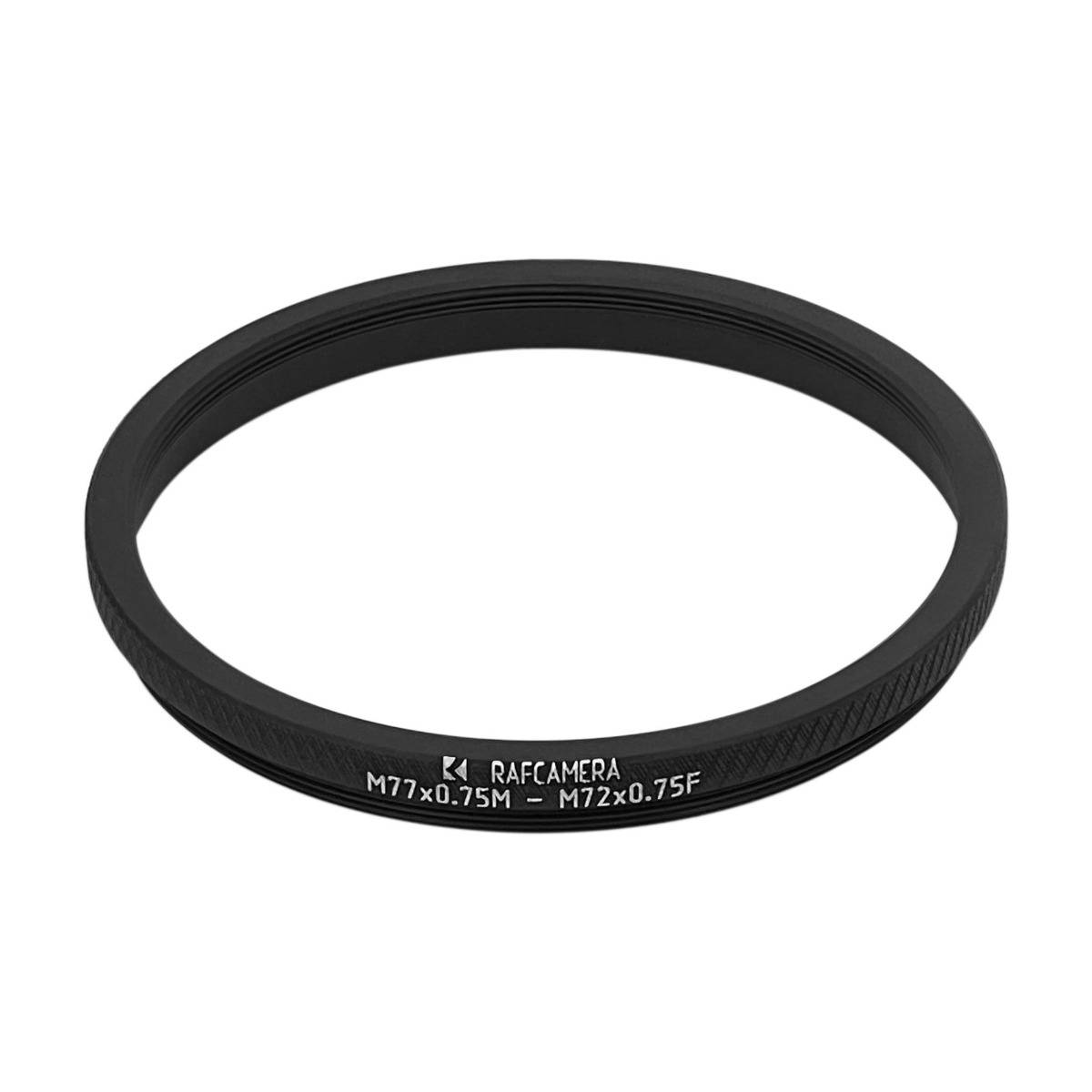 M77x0.75 male to M72x0.75 female thread adapter (77mm to 72mm step-down ring)