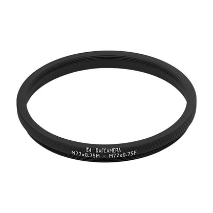 M77x0.75 male to M72x0.75 female thread adapter (77mm to 72mm step-down ring)