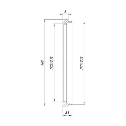 M77x0.75 male to M72x0.75 female thread adapter (77mm to 72mm step-down ring)