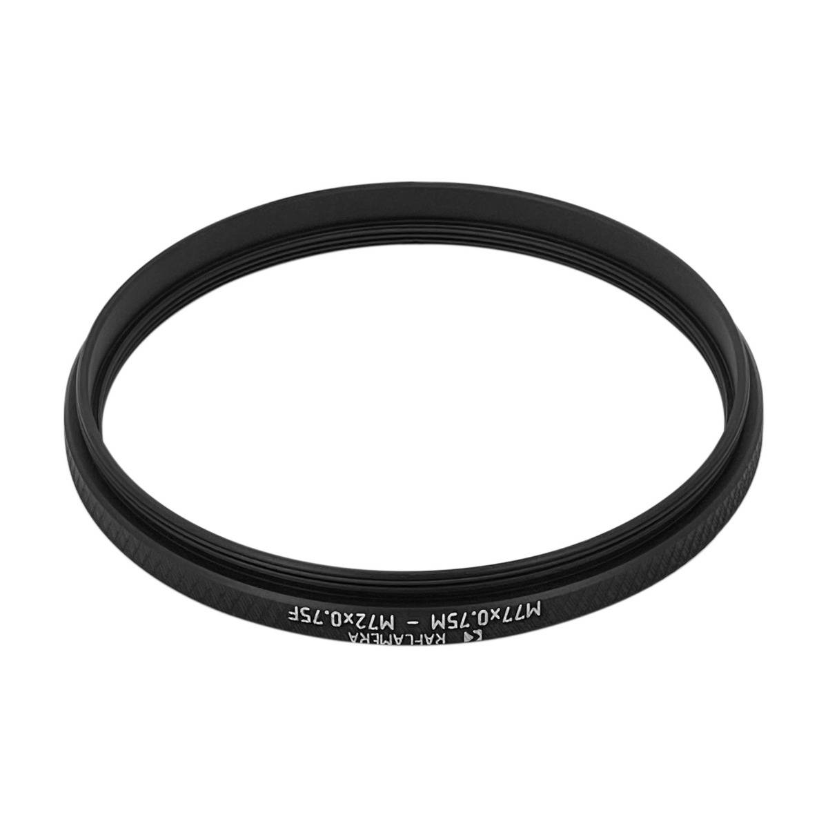 M77x0.75 male to M72x0.75 female thread adapter (77mm to 72mm step-down ring)