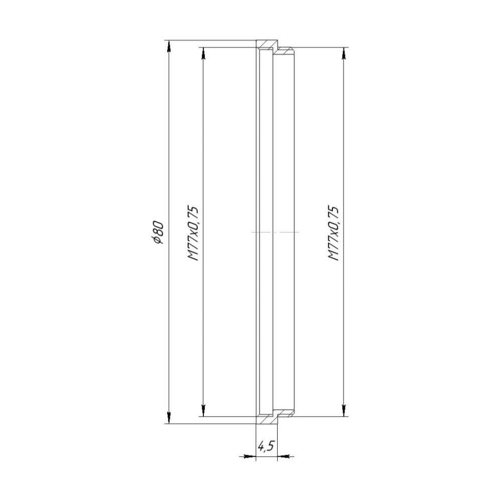 M77x0.75 male to M77x0.75 female thread adapter (4.5mm extender)