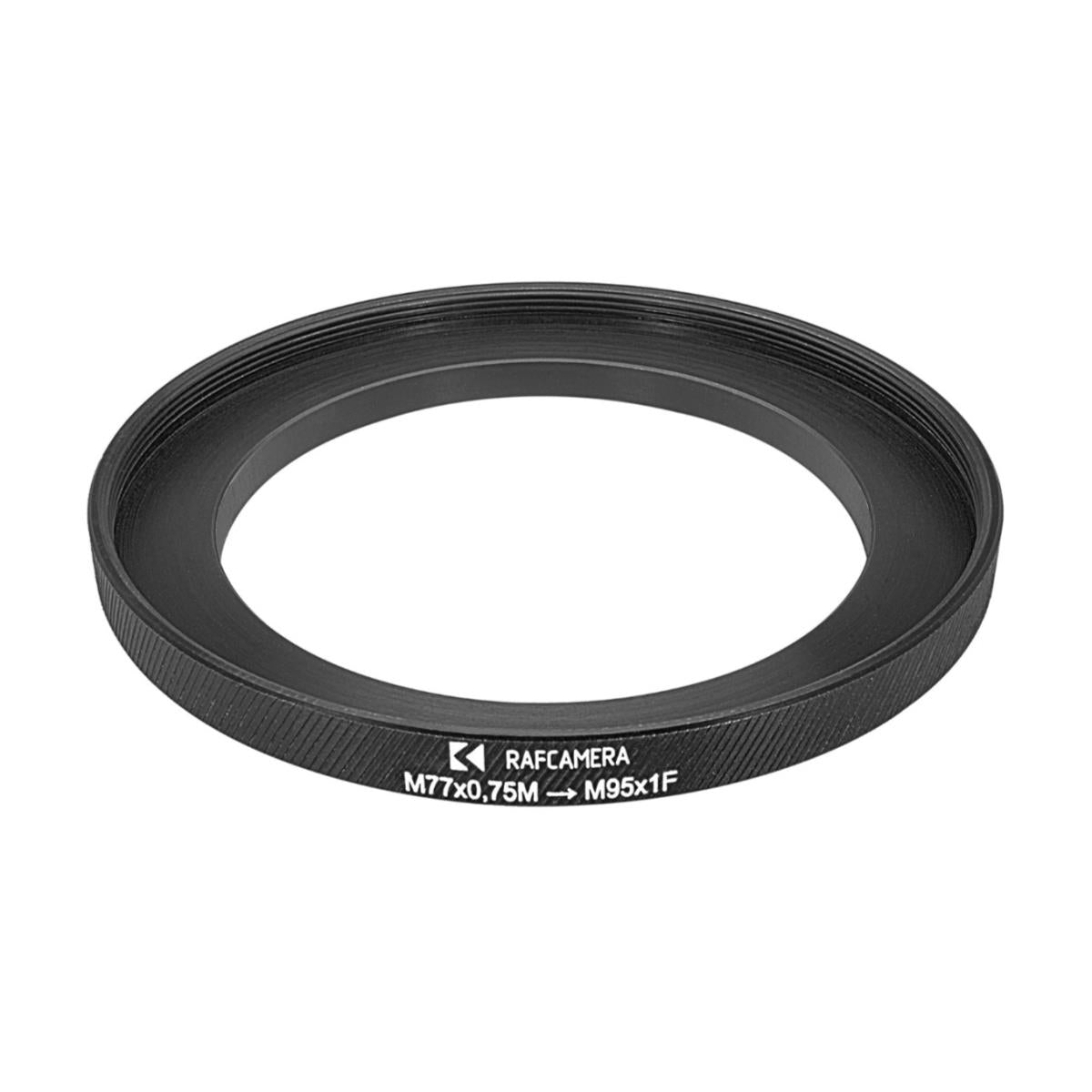 M77x0.75 male to M95x1 female thread adapter (77mm to 95mm step-up ring)