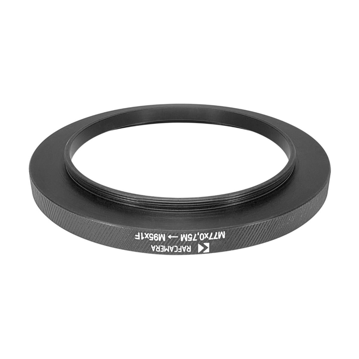 M77x0.75 male to M95x1 female thread adapter (77mm to 95mm step-up ring)