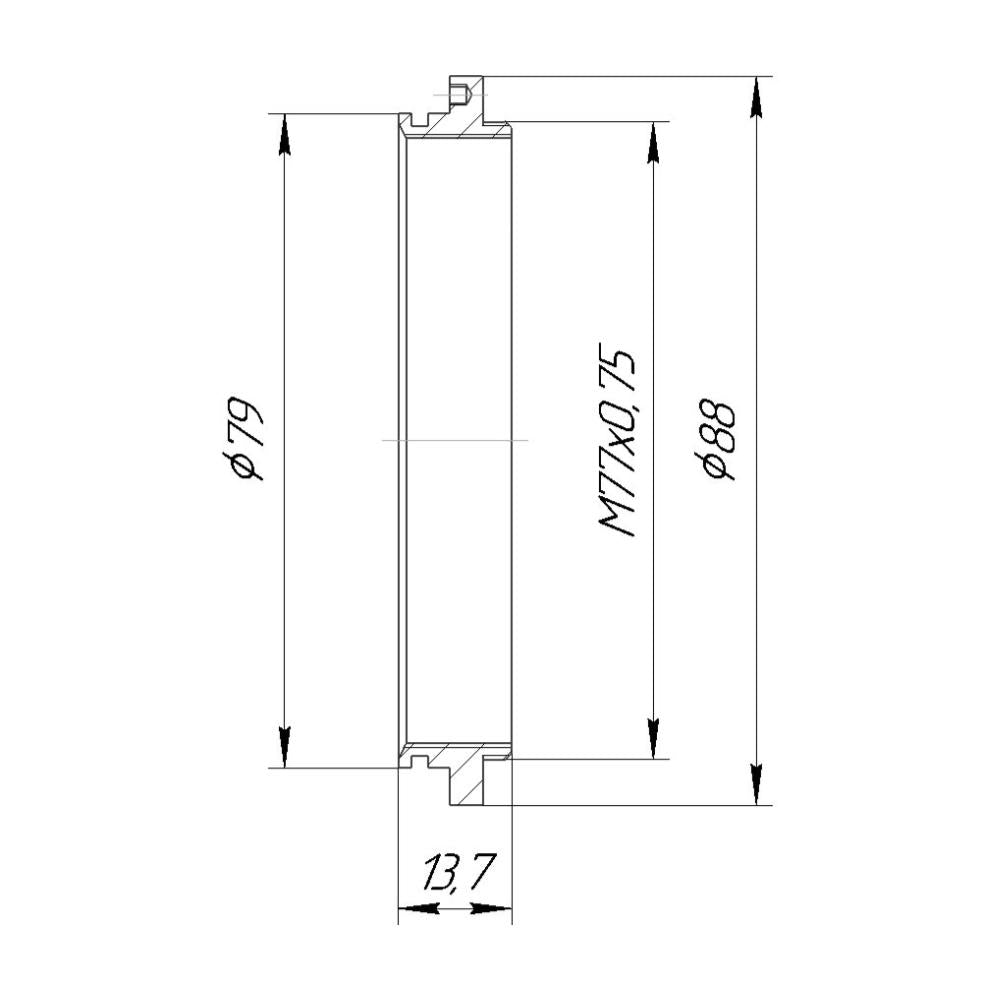 M77x0.75 male thread to Canon Twin Lite MT-24EX adapter