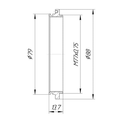 M77x0.75 male thread to Canon Twin Lite MT-24EX adapter