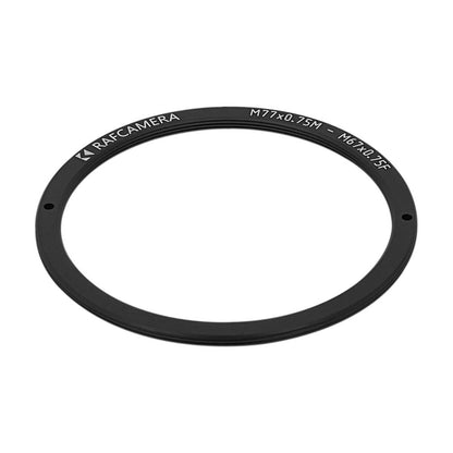 M77x0.75 male to M67x0.75 female thread adapter, flangeless