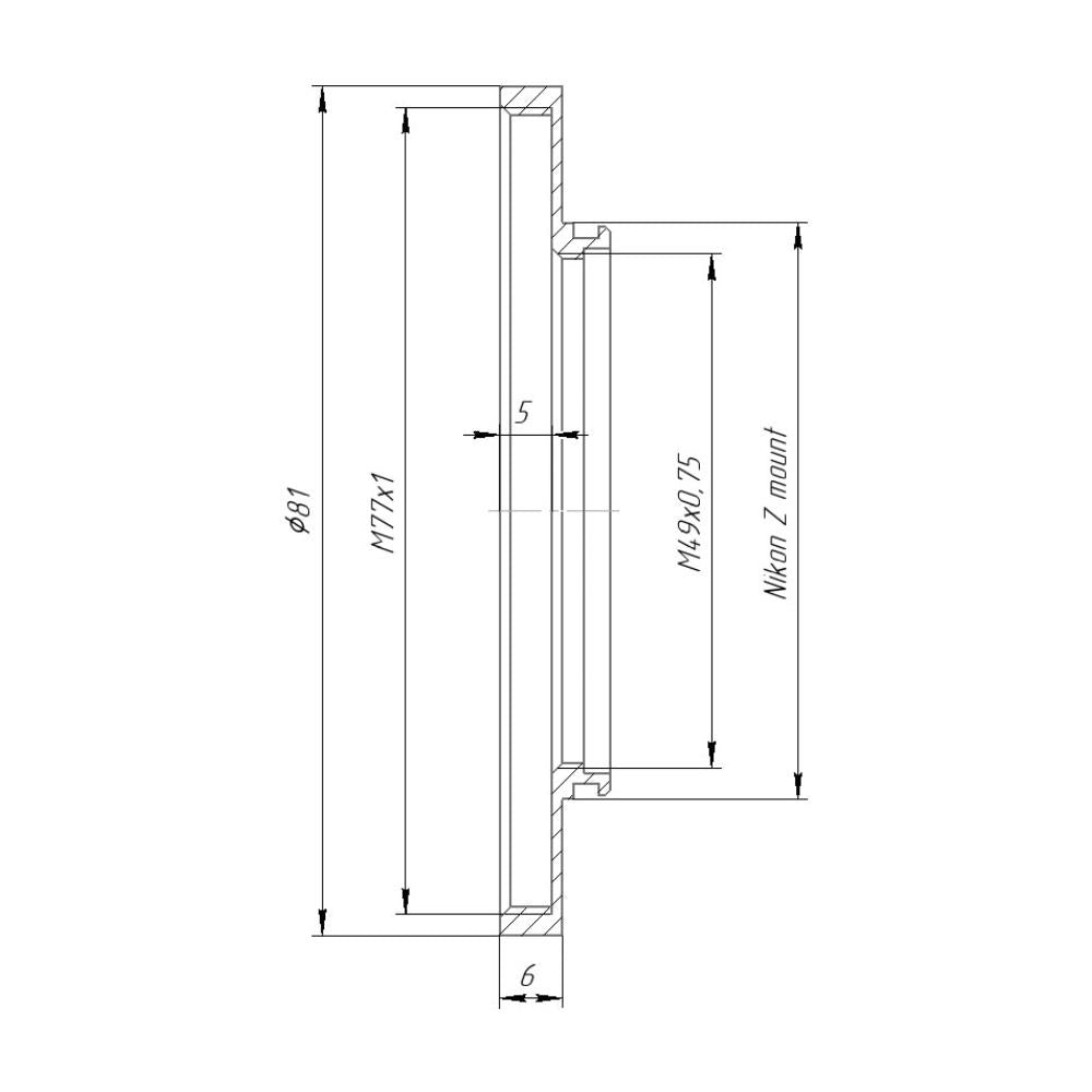 M77x1 female thread to Nikon Z camera mount adapter