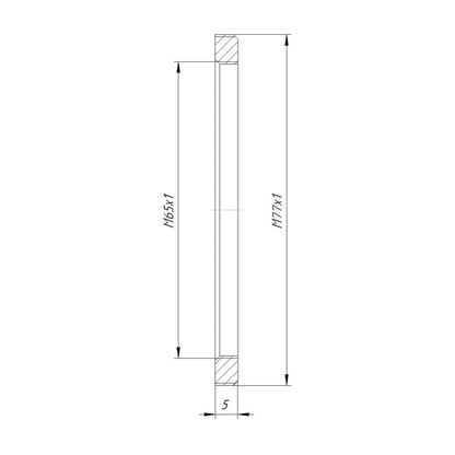 M77x1 male to M65x1 female thread adapter, flangeless