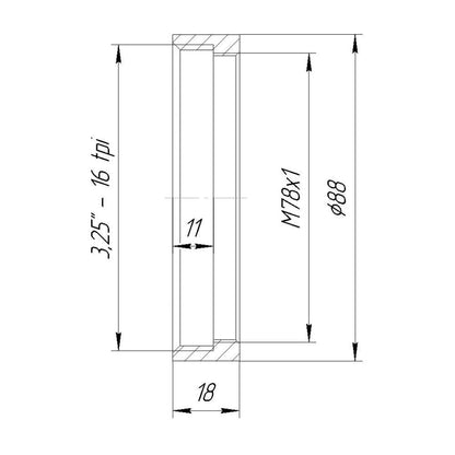 M78x1 female to 3.25"-16tpi female thread adapter