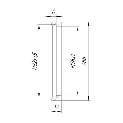 M78x1 female to M82x1.5 female thread adapter