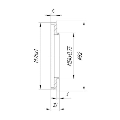M78x1 male to M54x0.75 male thread adapter