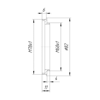 M78x1 male to M68x1 male thread adapter