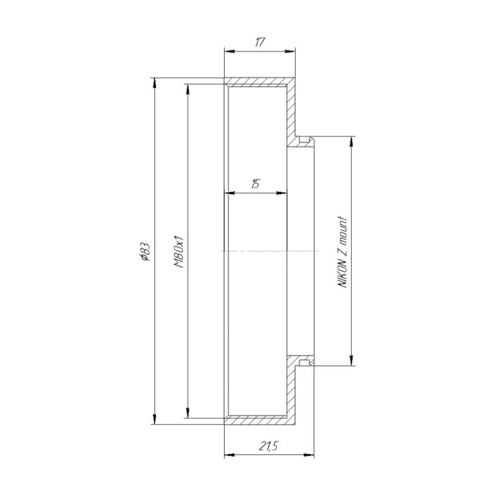 M80x1 female thread to Nikon Z camera mount adapter