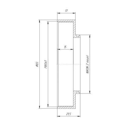 M80x1 female thread to Nikon Z camera mount adapter