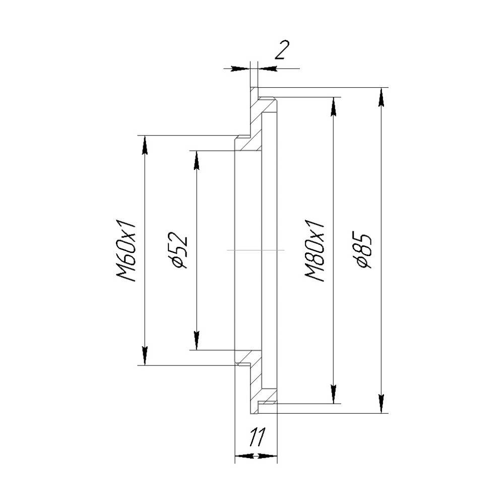 M80x1 male to M60x1 male thread adapter