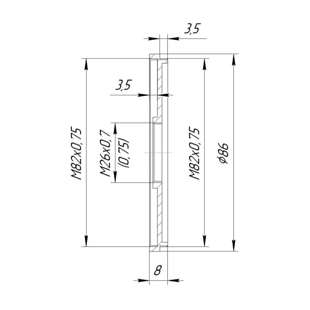 M82x0.75 male to M26x0.75 female thread adapter