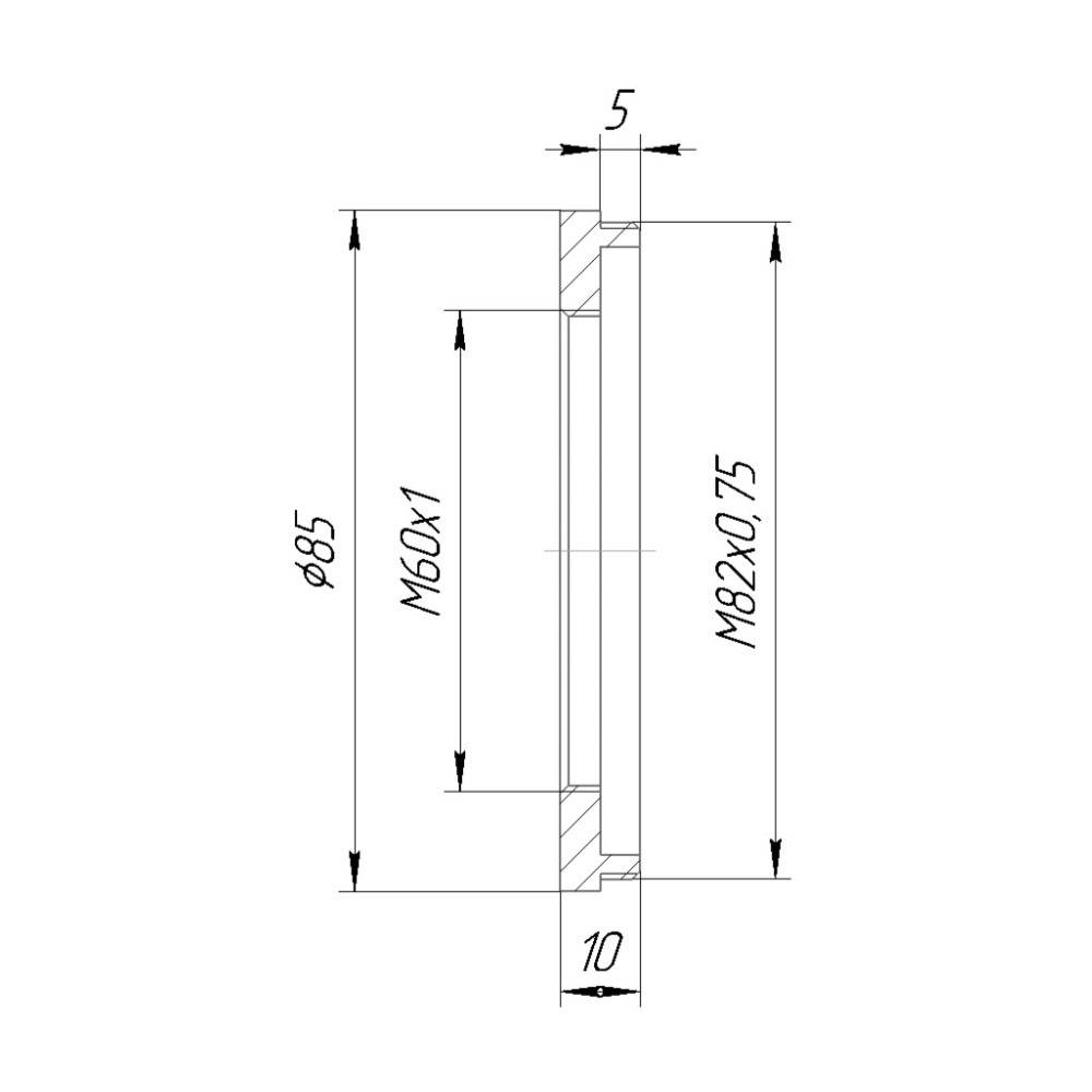 M82x0.75 male to M60x1 female thread adapter