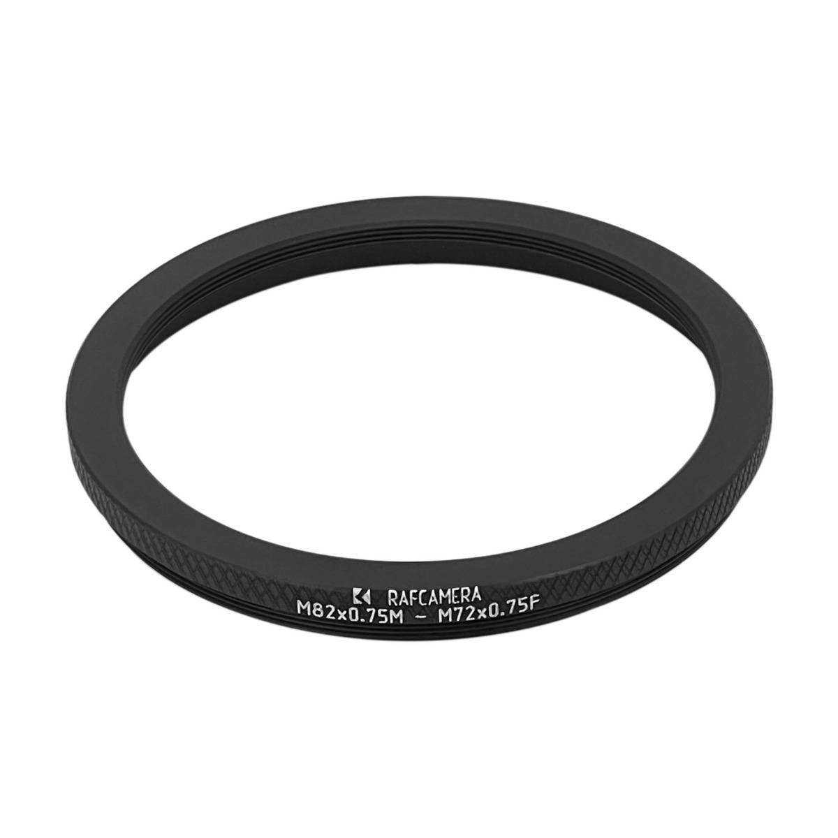 M82x0.75 male to M72x0.75 female thread adapter (82mm to 72mm step-down ring)