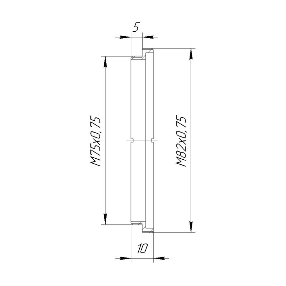 M82x0.75 male to M75x0.75 male thread adapter