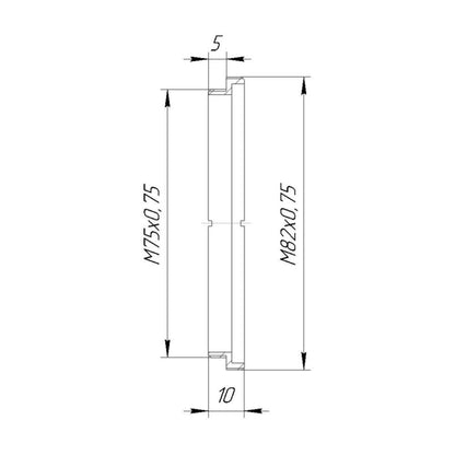 M82x0.75 male to M75x0.75 male thread adapter