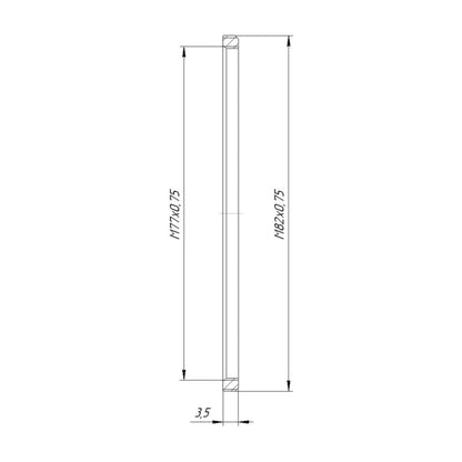 M82x0.75 male to M77x0.75 female step-down ring (filter thread adapter), flat
