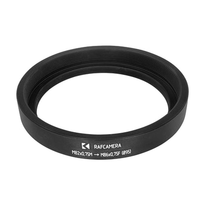 M82x0.75 male to M86x0.75 female thread adapter with 95mm outer diameter