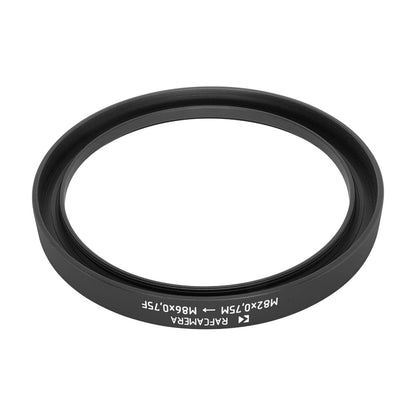 M82x0.75 male to M86x0.75 female thread adapter, rear projecting