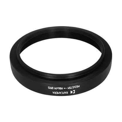 M82x0.75 male to M86x1 female thread adapter with 95mm outer diameter