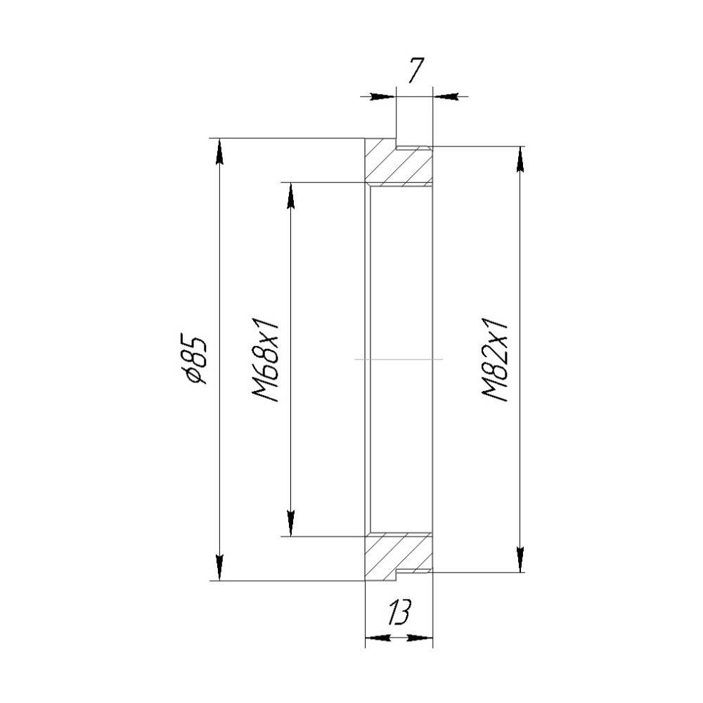 M82x1 male to M68x1 female thread adapter