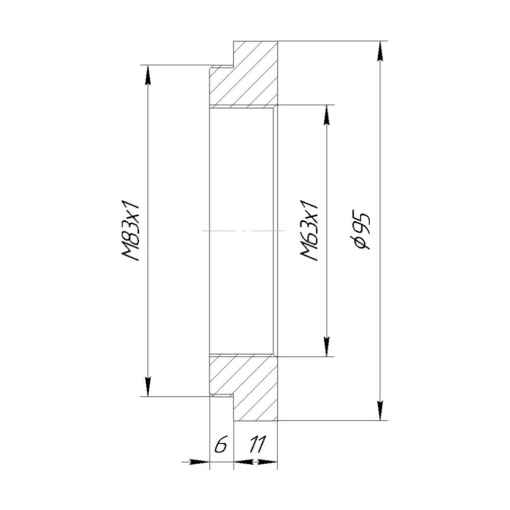 M83x1 male to M63x1 female thread adapter for FLT91 and ARCO 3" rotator