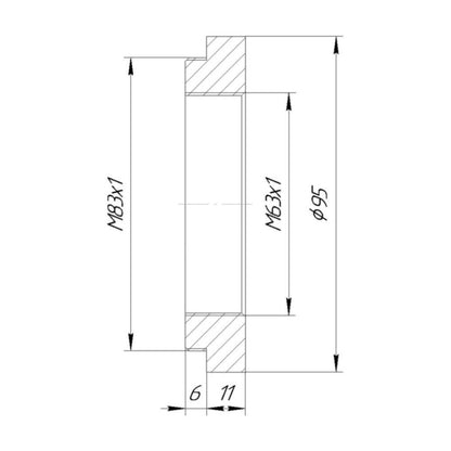 M83x1 male to M63x1 female thread adapter for FLT91 and ARCO 3" rotator