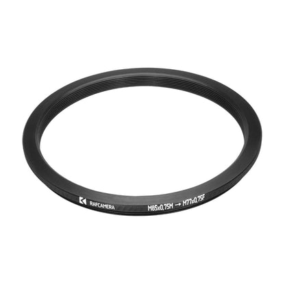 M85x0.75 male to M77x0.75 female thread adapter (85mm to 77mm step-down ring)